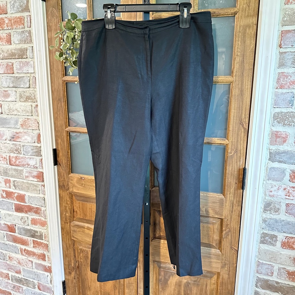 Talbots Dress Pants Women‎ 16P Black Linen Rayon Blend Lined Straight Leg Petite